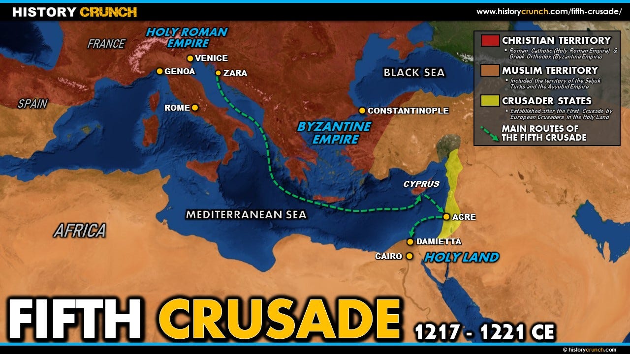 Fifth Crusade Map - HISTORY CRUNCH - History Articles, Biographies ...