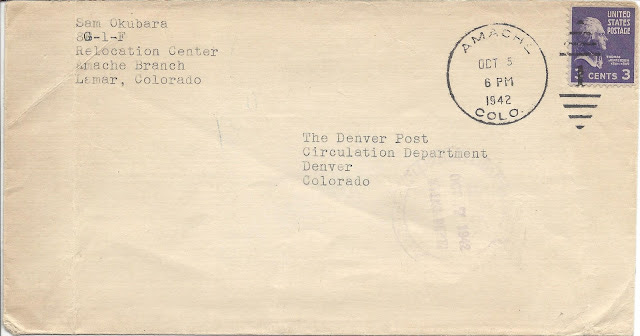 Envelope mailed from Camp Amache