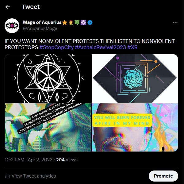 Mage of Aquarius on Twitter: IF YOU WANT NONVIOLENT PROTESTS THEN LISTEN TO NONVIOLENT PROTESTORS #StopCopCity #ArchaicRevival2023
