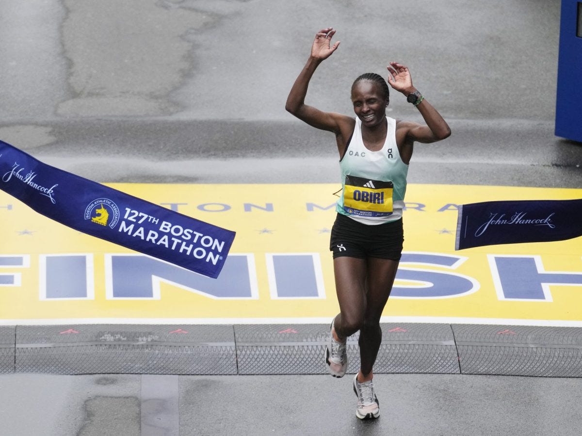Kenya’s Obiri breaks late to win women’s Boston Marathon