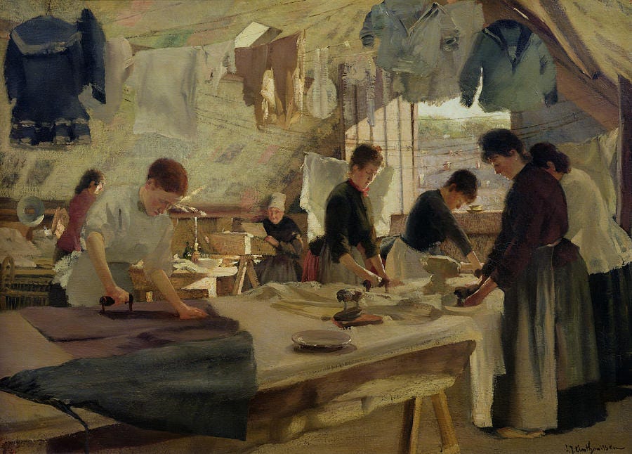 Ironing Painting - Ironing Workshop in Trouville by Louis Joseph Anthonissen