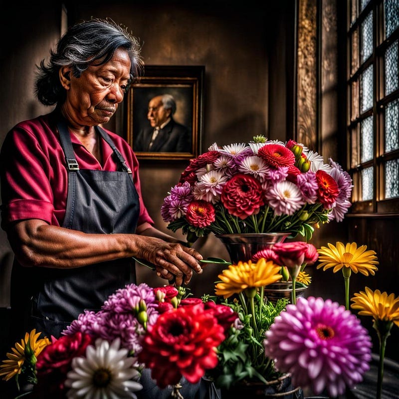 A flower arranger with flowers