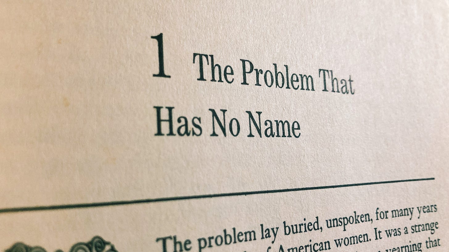A photo of a book page that reads "1 The Problem That Has No Name"