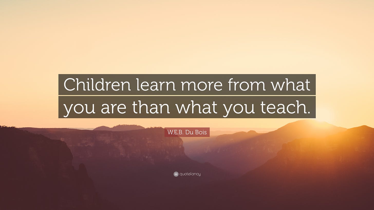 W. E. B. Du Bois Quote: “Children learn more from what you are than ...