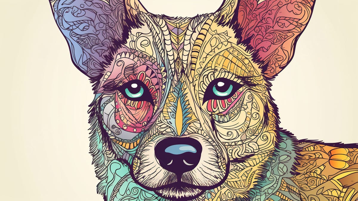 Mutt Drawing That Has Colourful Patterns Over Its Face Background, Coloring  Picture Of A Dog Background Image And Wallpaper for Free Download