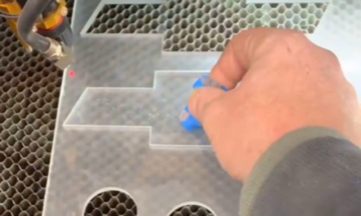 Blue tape as a laser-cut parts lift