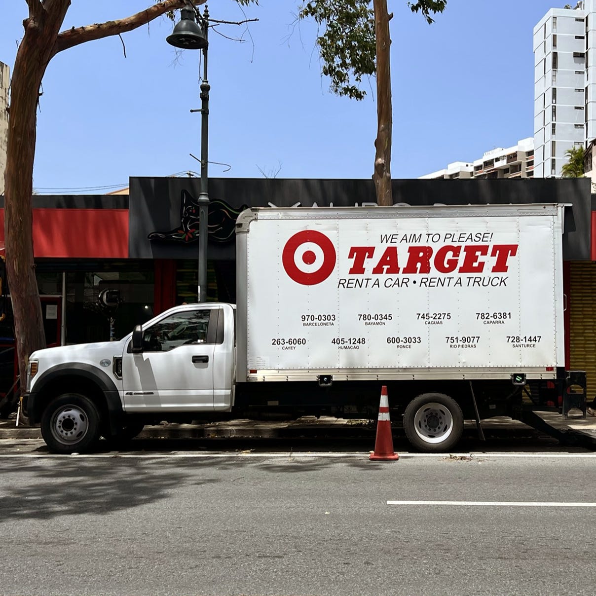 A Target rental truck parked on the street