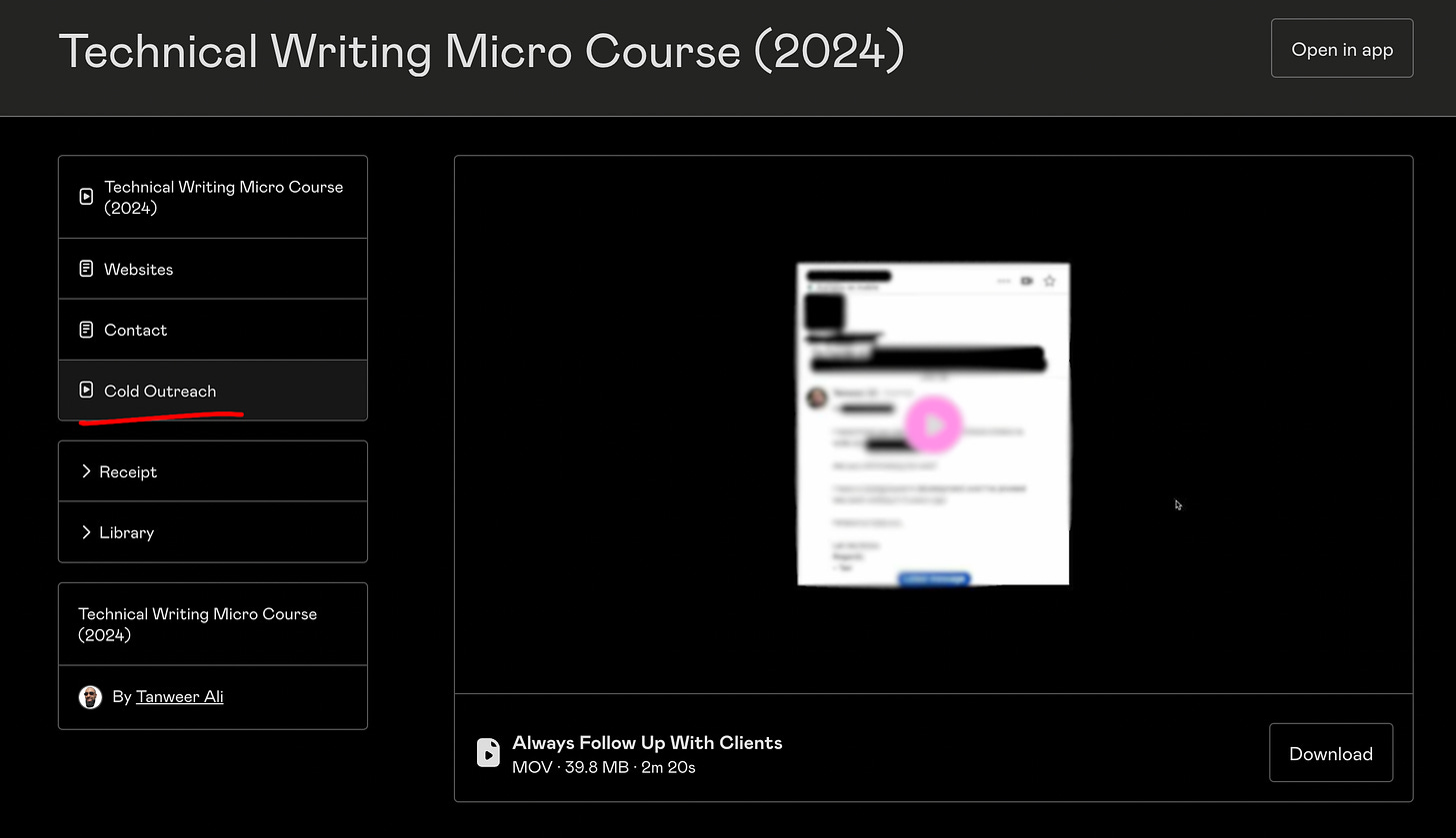 Image of the technical writing micro course on Gumroad