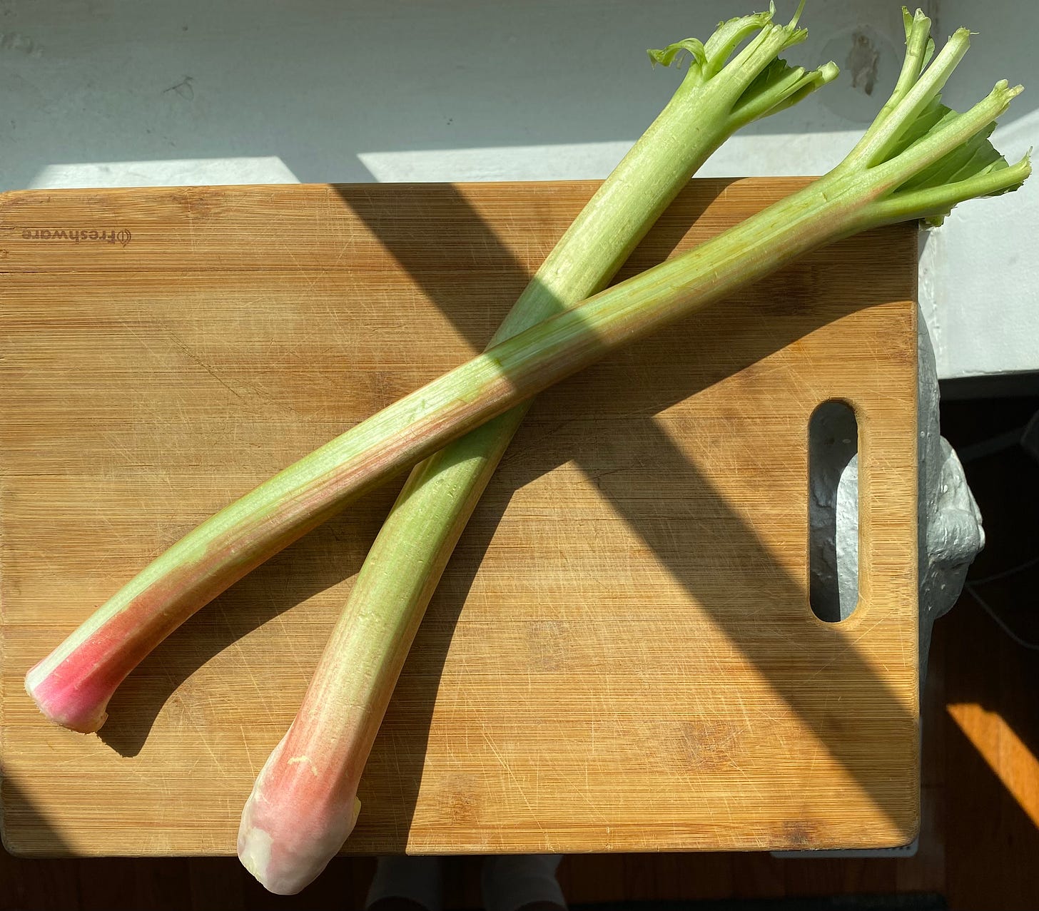 Rhubarb on cutting board