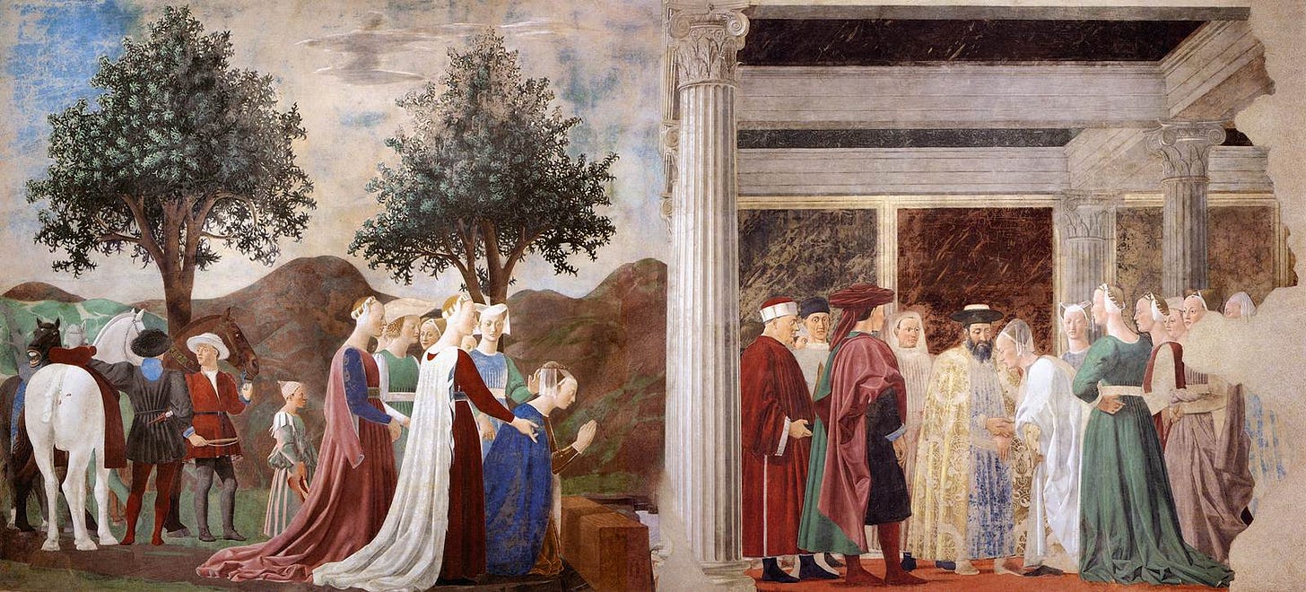 File:Piero della Francesca - 2. Procession of the Queen of Sheba; Meeting  between the Queen of Sheba and King Solomon - WGA17487.jpg - Wikimedia  Commons