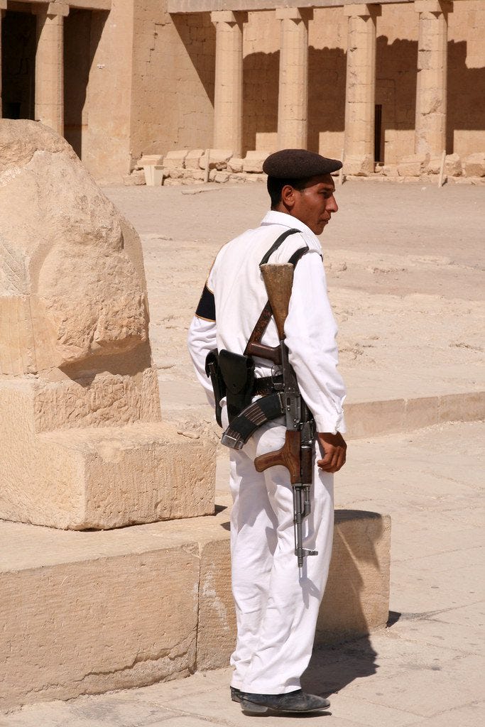 The Egypt Tourist police are everywhere at the ancient sites. This is one of the top 8 Egypt travel tips you should know.
