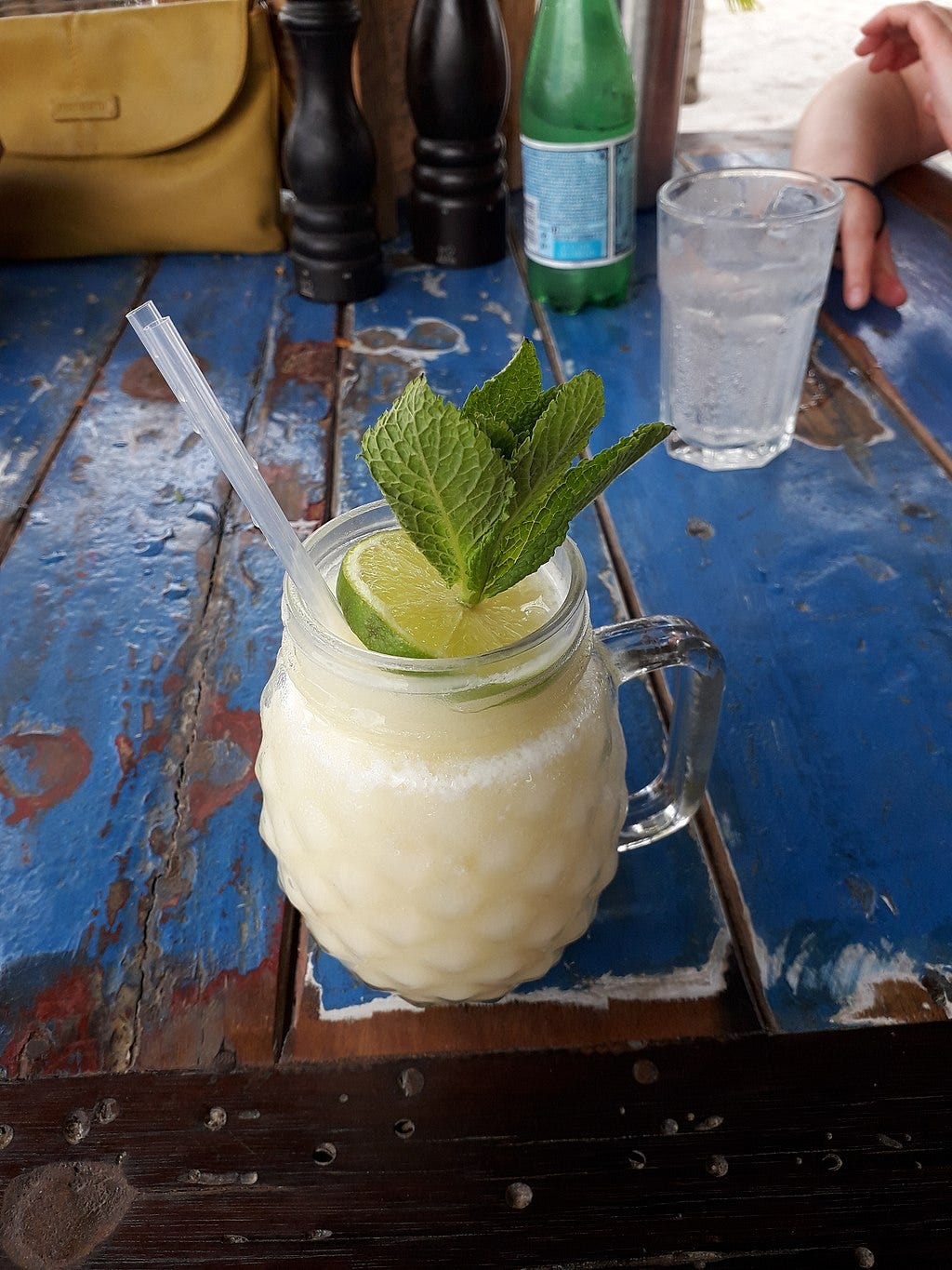 Image of a pina colada on a table