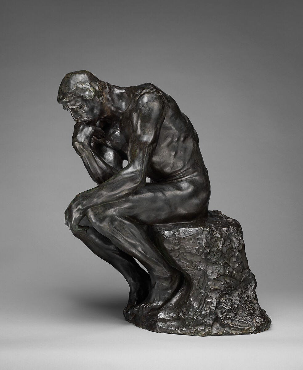 The Thinker, Auguste Rodin (French, Paris 1840–1917 Meudon), Bronze, French 