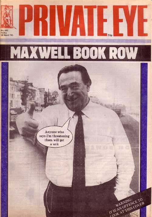 A cover of Private Eye magazine depicting Robert Maxwell