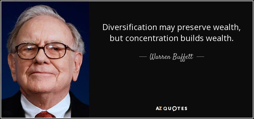 Warren Buffett quote: Diversification may preserve wealth, but ...