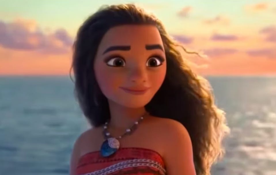 Moana in Disney's Moana during "How Far I'll Go."