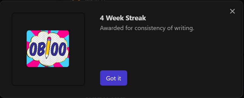 4 week streak badge