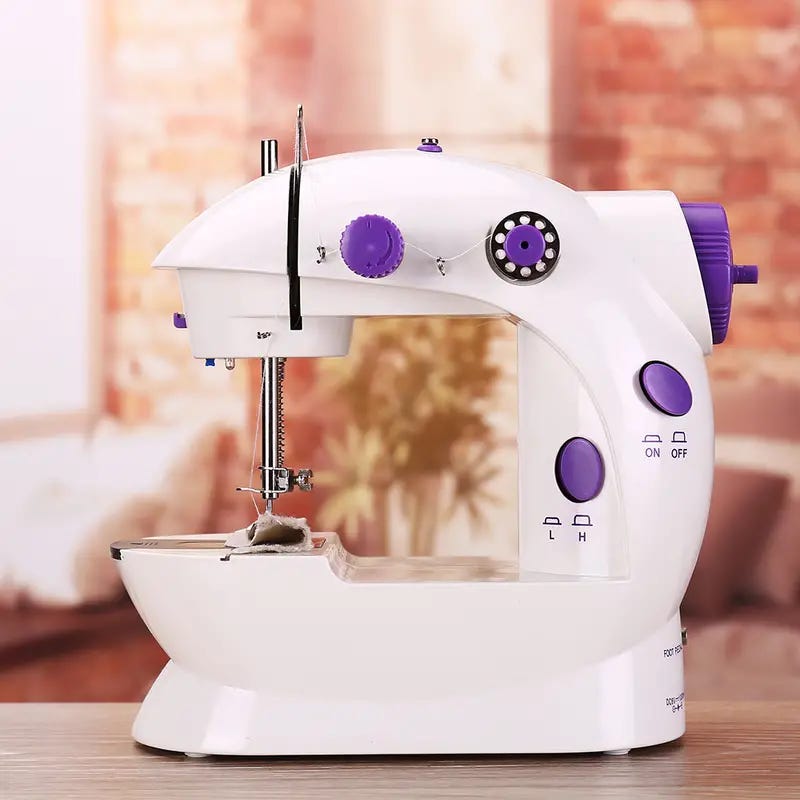 1pc sewing machine mini portable household night light foot pedal straight line hand table two wire kit electric sewing machine 3