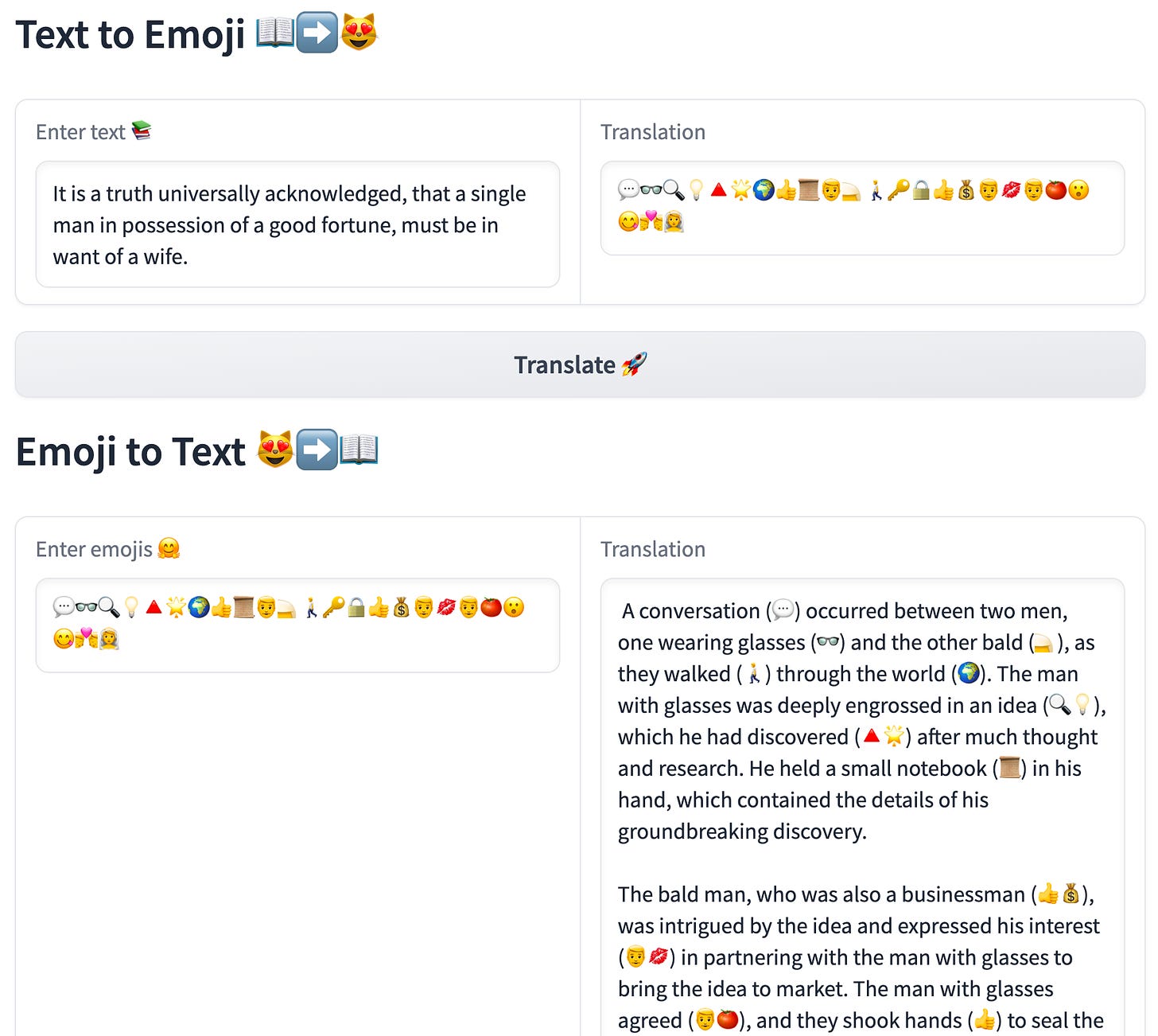 screen shot of emoji trans and back that is bad