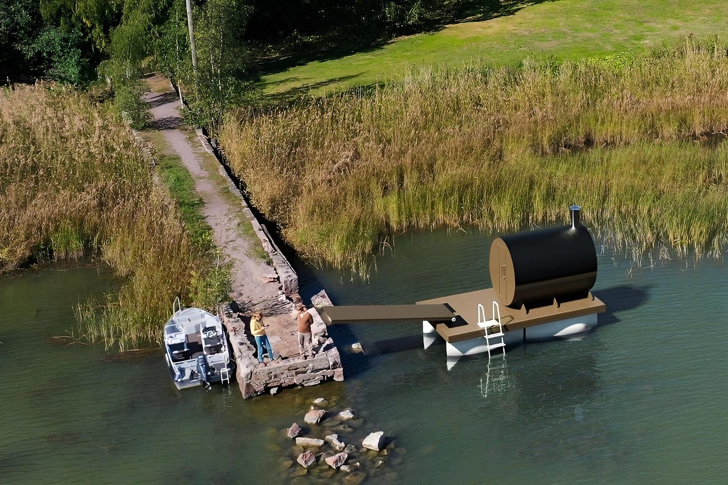 The first use of the Reverlast pontoons will be in this floating sauna, set to open this spring in Finland