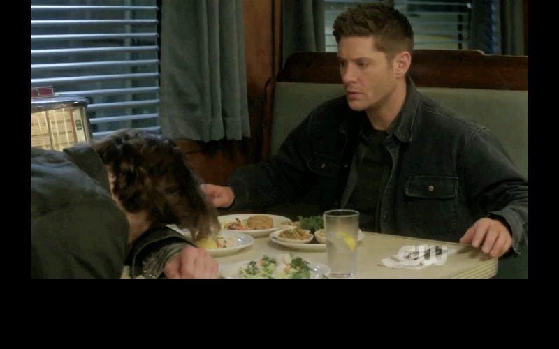 supernatural winchester brothers eating at diner thing