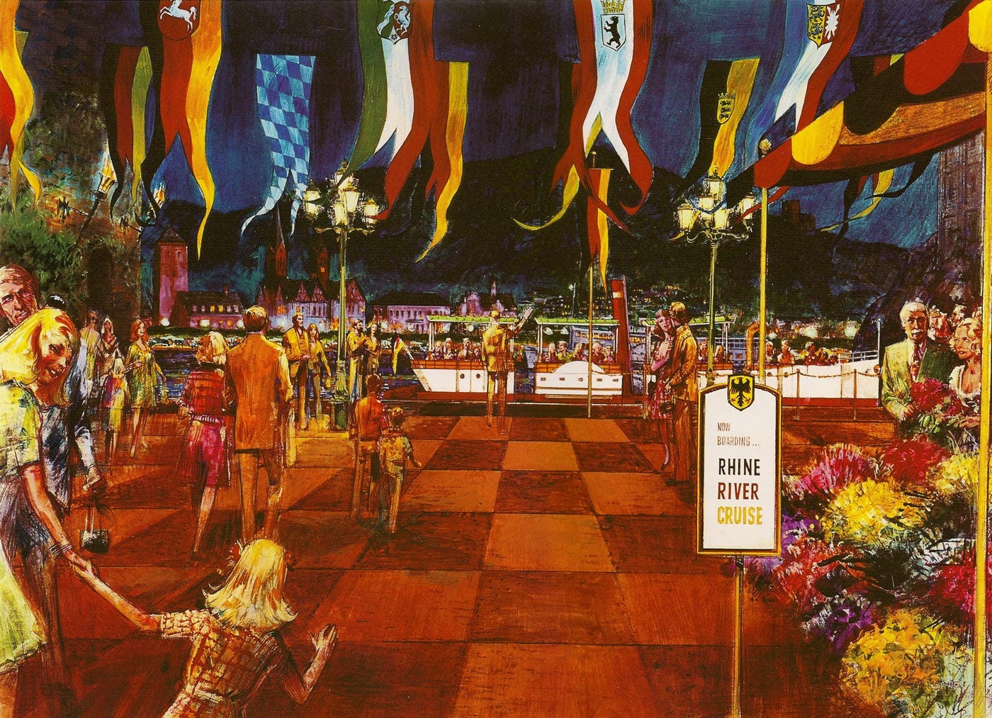 concept art of the german river cruise never built at epcot