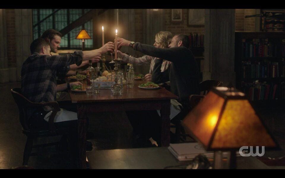 Happy holiday meal Winchester brothers with Jack SPN finale