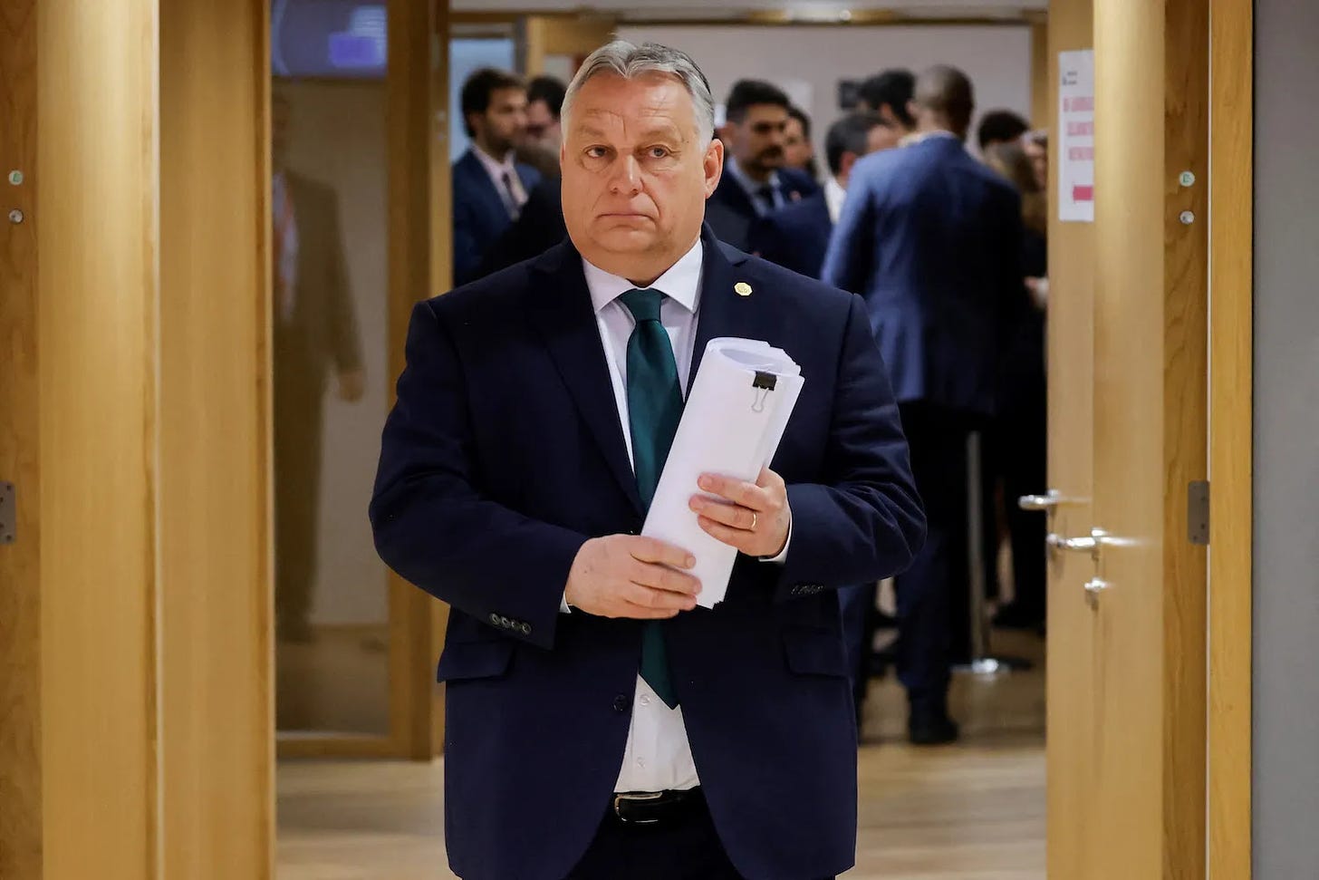 Hungarian Prime Minister Viktor Orban arrives at a European Council meeting.