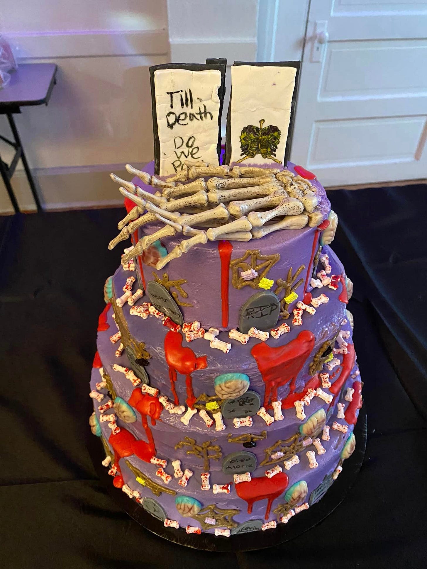 May be an image of wedding cake