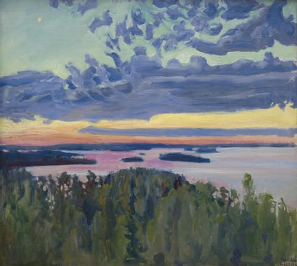 Akseli Gallen-Kallela | View Over a Lake at Sunset | MutualArt