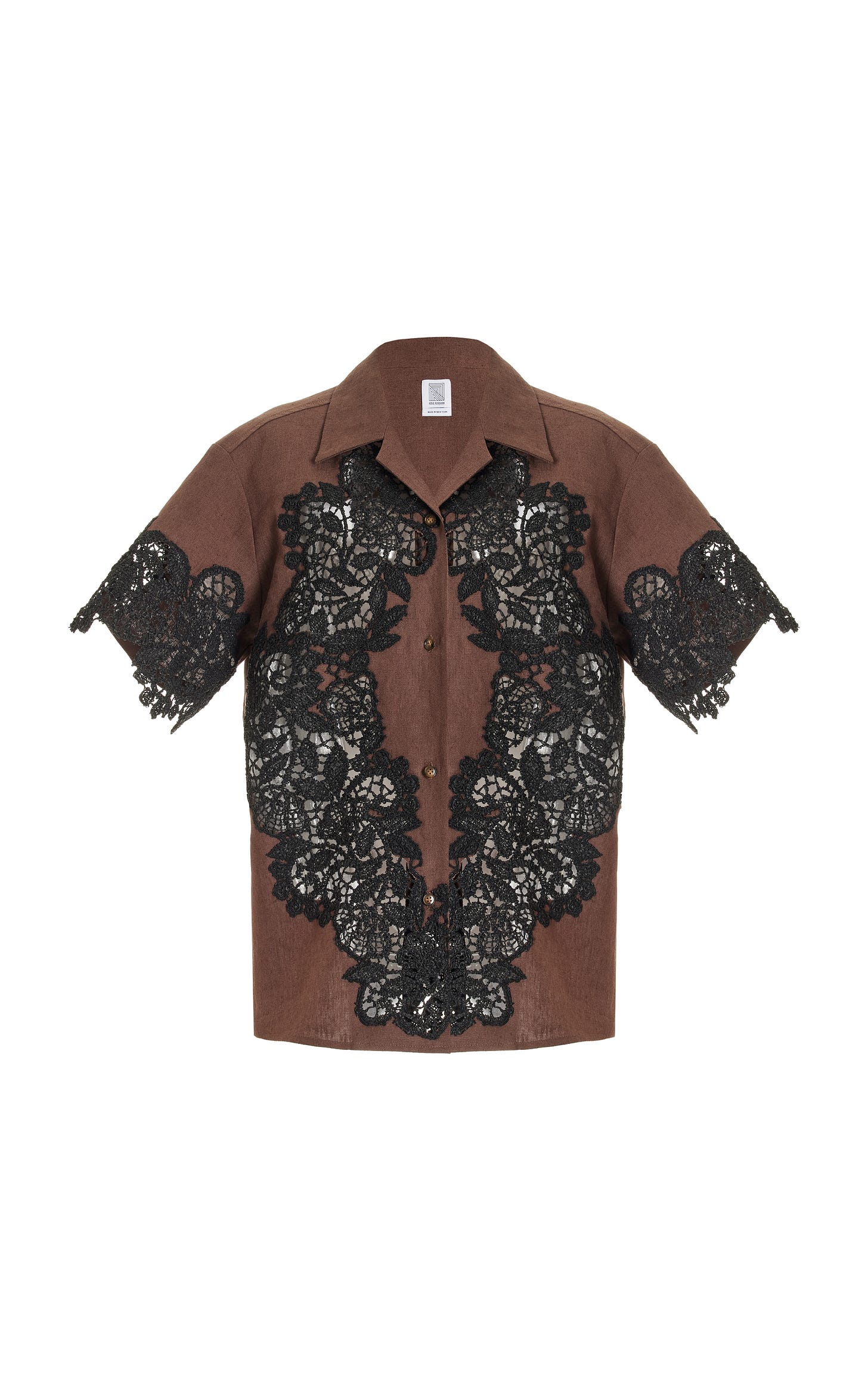 Cabana Crocheted-Lace Linen Shirt