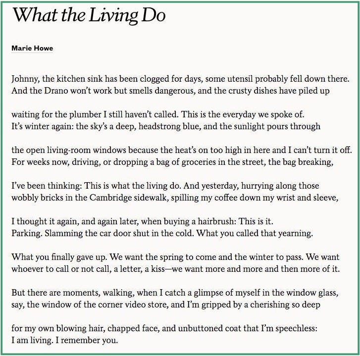 What the Living Do by Marie Howe