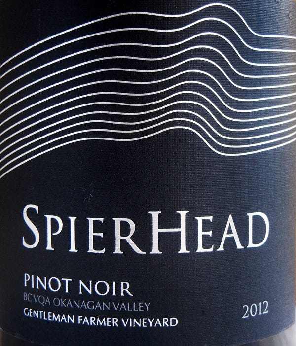 SpierHead Gentleman Farmer Pinot Noir 2012 Label - BC Pinot Noir Tasting Review 22 