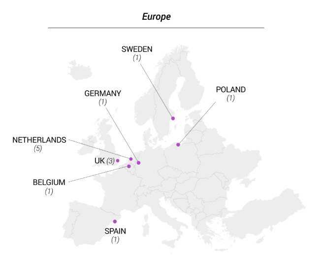 A map of europe with purple dots

AI-generated content may be incorrect.