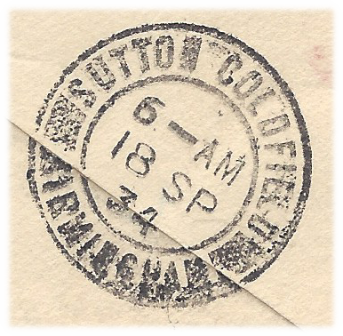 Sutton Coldfield receiving postmark