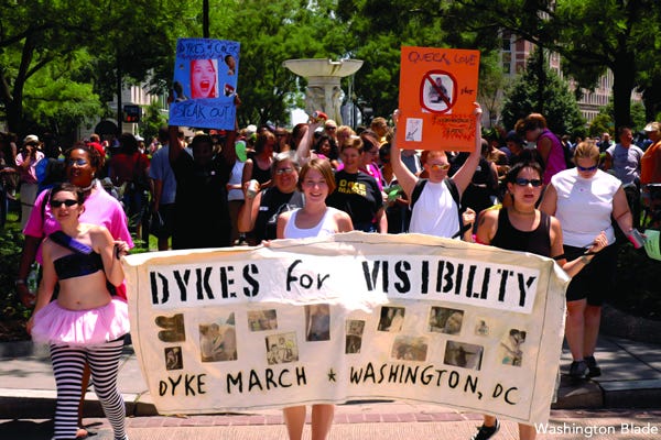 Dykes for Visibility sign held at dyke march, dc Dykes for Visibility sign held at dyke march, dc