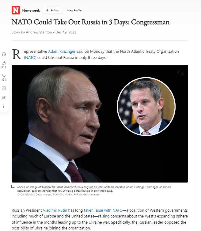 NATO_Defeat Russia_in_3_Days Adam Kinzinger