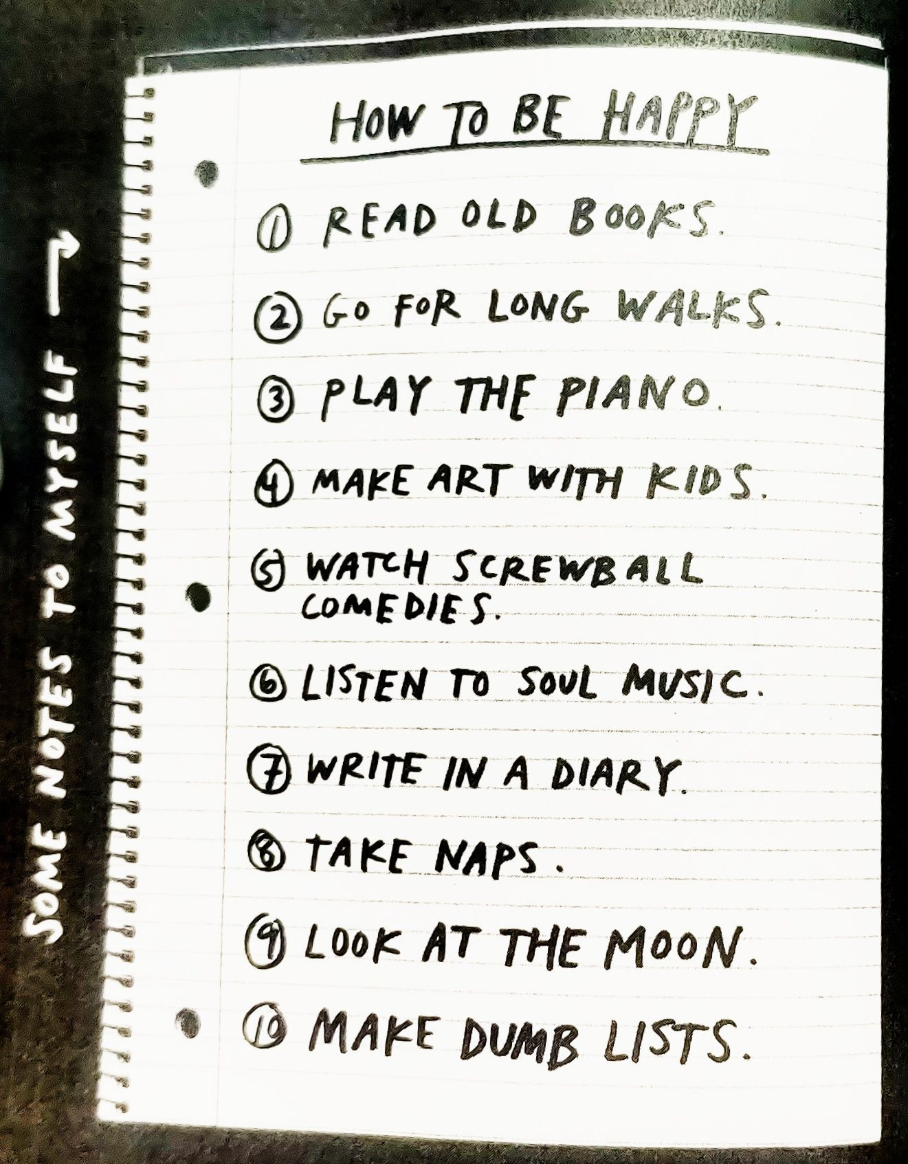Austin's list on How to Be Happy (Source: Keep Going)