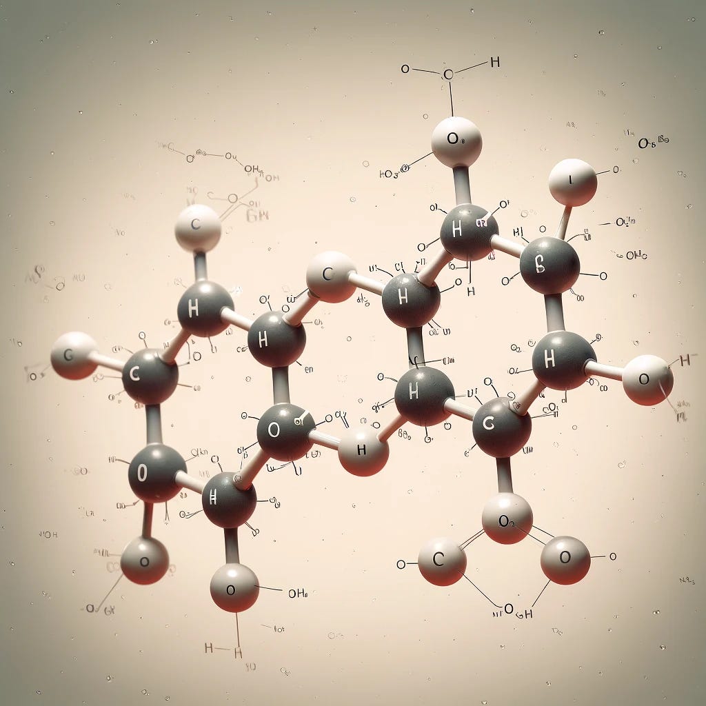 A detailed scientific illustration of a glycosidic linkage between two glucose molecules. The image should depict two glucose molecules connected by an oxygen atom, forming a bond between the carbon atoms of each glucose. The glucose molecules are represented in a stick model format with carbon, hydrogen, and oxygen atoms clearly labeled. The background is neutral to enhance the visibility of the molecular structure, and the overall tone is educational and precise, suitable for a textbook or scientific presentation.