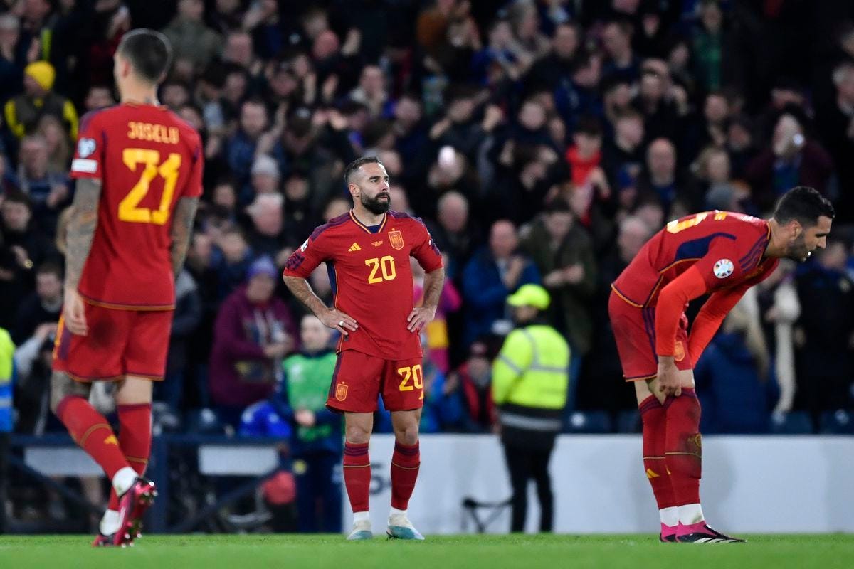 Night to forget for Dani Carvajal as Spain crash to 2-0 Scotland defeat -  Managing Madrid