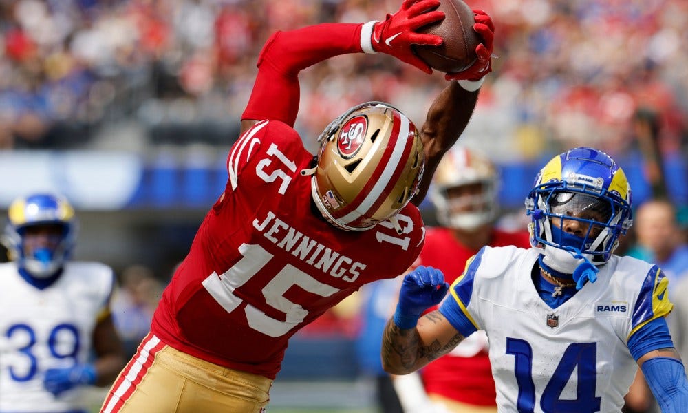 Jauan Jennings scores three touchdowns for 49ers against Rams