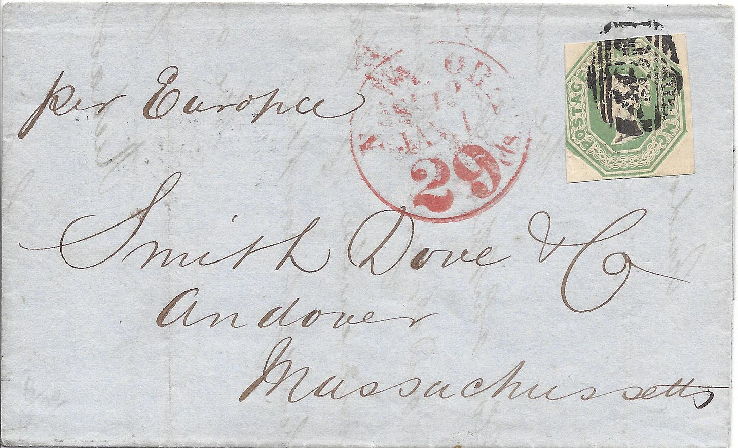 1848 Retaliatory rate cover from the UK to the US