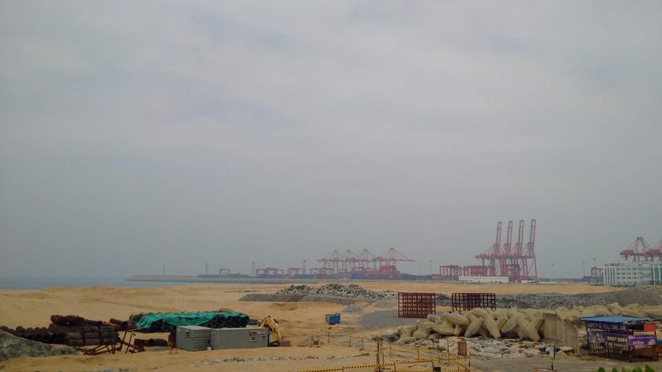 The land reclamation site for Colombo Port City. Image: Wade Shepard.