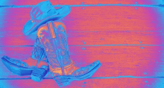 cowboy boots and hat in neon colors