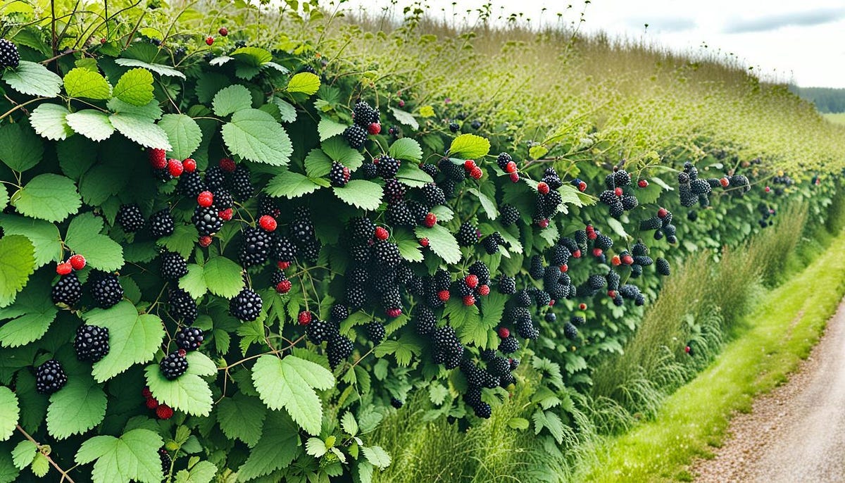 Hedgerow with blackberries