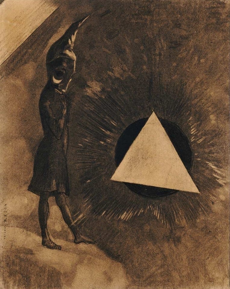  Um desenho de uma pessoa com um triângulo no meio. Esta imagem é uma pintura a óleo de uma pessoa com um chapéu, criada usando técnicas de esboço. As cores dominantes na imagem são preto e marrom
