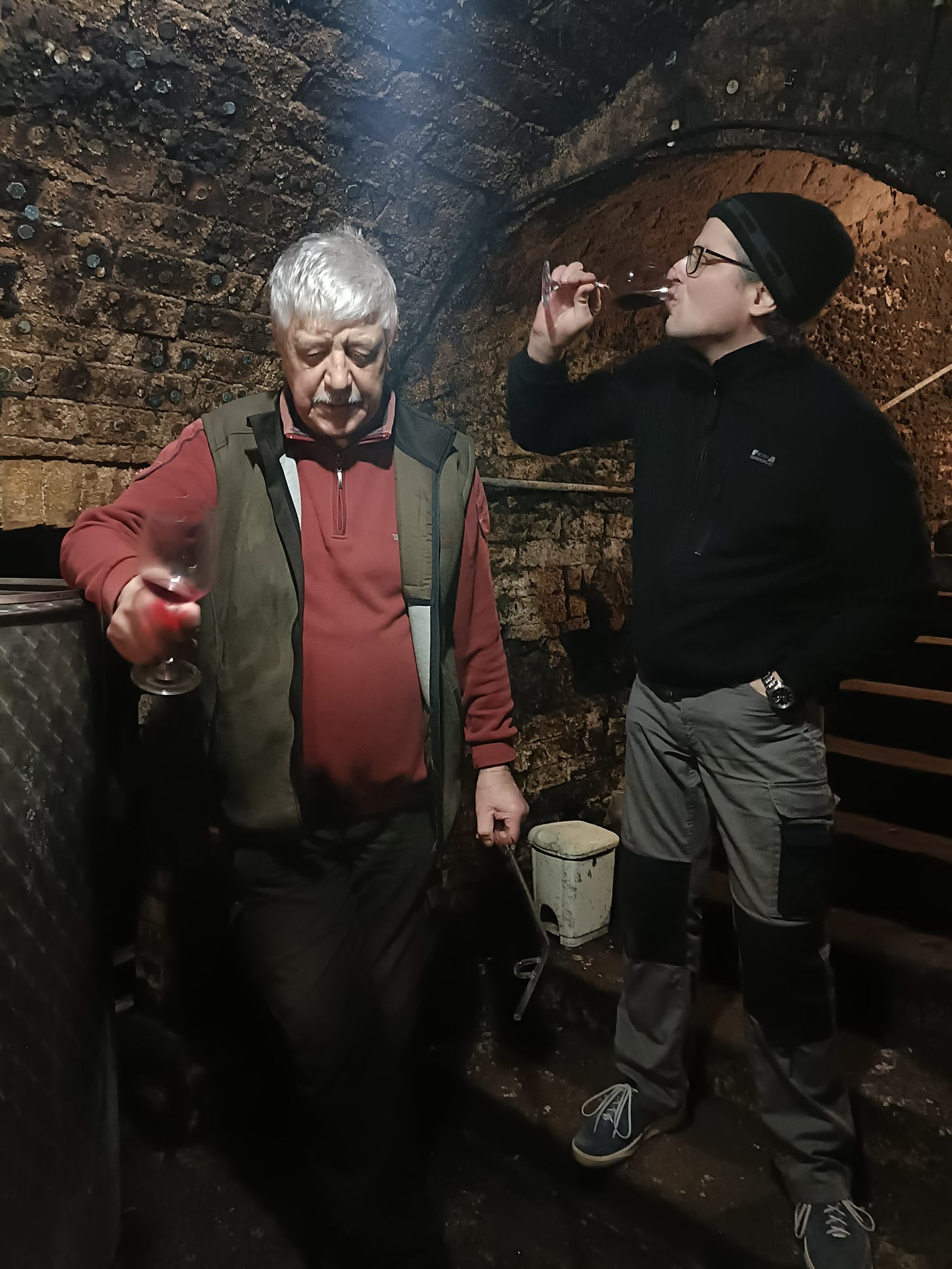 Jaroslav and Luboš Osička in the cellar, January 2024