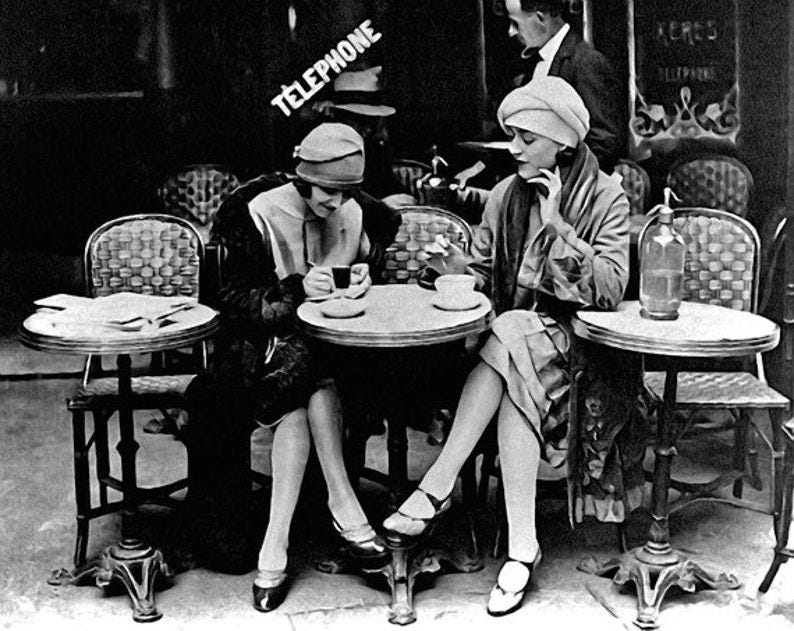 Instant Download Vintage Image Ladies at Outdoor Cafe Paris 8 in. x 10 in. image 1