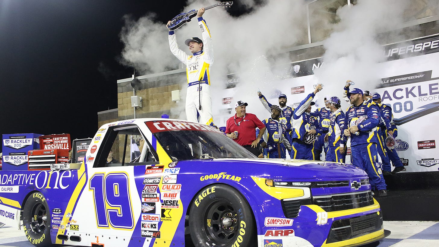 Christian Eckes wins Rackley Roofing 200 at Nashville Superspeedway post-race inspection