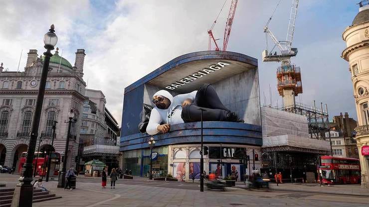 Balenciago x Fortnite 3D billboard in London via TekDeeps